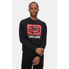 Ecko Unltd. Hernandez Siyah Bisiklet Yaka Baskılı Loose Fit Sweatshirt