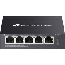 Hsc Bilişim Omada DS105GP, 5 Port Gigabit, 4 Port Gigabit Poe+, 65W, Yönetilemez, Masaüstü/vesa Metal Kasa Ses