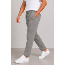 Yazı Keten Erkek Beli Bağlamalı Casual Jogger Pantolon 7734