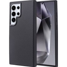Goocamp Galaxy S24 Ultra Kılıf Magsafe Karbon Fiber Görünümlü Metal Kamera Yükseltili Silikon Gcmp