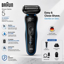 Braun Series 5 Mavi Elektrikli Tıraş Makinesi, Islak ve Kuru Kullanım, Kablosuz ve Folyo Başlık 52-B1000S
