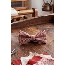 Kravatkolik Kırmızı Beyaz Ekose Ipek Papyon SB244