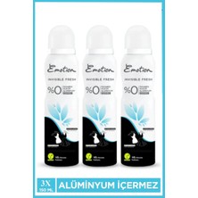 Royaleks 3 Adet Emotion Invisible Fresh Black & White Kadın Deodorant 150ML Vegan, Leke Bırakmaz