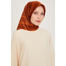 Armine Klasik Desenli Twill Saf İpek Eşarp 9204D 01