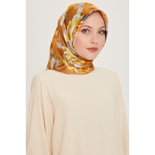 Armine Çiçek Desenli Twill Saf İpek Eşarp 9234D 81