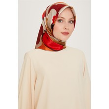 Armine Çiçek Desenli Twill Saf İpek Eşarp 9200D 08