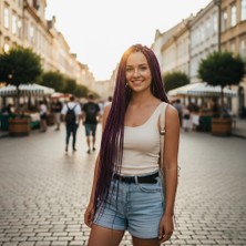 Afrika Örgüsü ve Rasta Için Sentetik / Mürdüm Moru