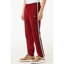 Lacoste Mens Regular Fit Monogram Red Sweatpants Erkek Dokuma Eşofman Altı Kırmızı
