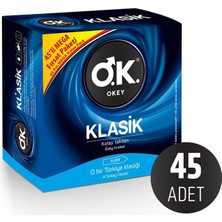 Okey Klasik 45'li Vanilya Aromalı Prezervatif Avantaj Paketi Geniş Baş Kısmı ile
