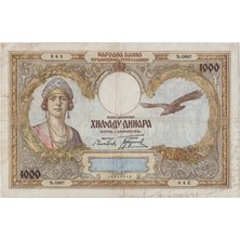 Banknoting Yugoslavya 1000 Dinar 1931 Çok Temiz.