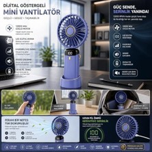 Dijital Göstergeli Mini Vantilatör, Şarjlı Masaüstü Vantilatör, Taşınabilir 12000 Rpm El Fanı, Ergonoik Tasarım, Kademeli ve Sessiz Çalışma, Soğutucu Mini El Fanı, El Tipi ve Masaüstü Kullanım