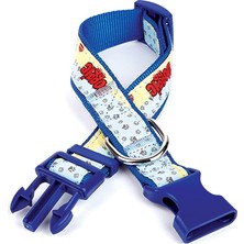 Pati Desenli Dokuma Köpek Boyun Tasması 3 cm x 36-60 cm Mavi