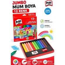 ArtMaster Jumbo Üçgen Mum Boya 12 Li 1 Paket Pritt 12 Renk Üçgen Mumboya Elleri Kirletmeyen Yıkanabilir Silinebilir Karton Kutu