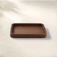 Qua Home Cleo Krokodil Dekoratif Deri Tepsi Kahverengi 30X23X3 cm