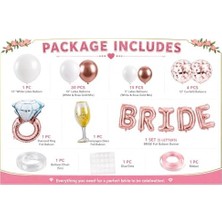 Teknocan Marketing Bride To Be Bekarlığa Veda Parti Süsü Seti, Rose Gold Folyo Balonlu Gelin Partisi Dekorasyon Seti, Konfeti Balon ve Yüzük Balon Dahil