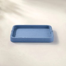 Qua Home Cleo Krokodil Dekoratif Deri Tepsi Mavi 30X23X3 cm