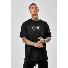 Tarz Yeri Erkek Baskılı T-Shirt Kısa Kol Bisiklet Yaka Regular Fit Rahat Kalıp Tişört - Siyah