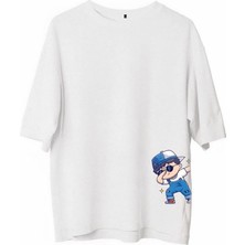Tarz Yeri Erkek Baskılı T-Shirt Kısa Kol Bisiklet Yaka Regular Fit Rahat Kalıp Günlük Tişört - Beyaz