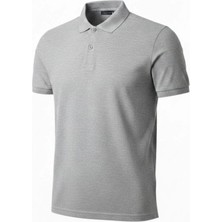 Velmora Fashion Erkek Polo Yaka Düğmeli Pike Kumaş Tişört Regular Fit Kısa Kol T-Shirt - Gri