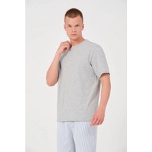 Range Store Erkek Düz T-Shirt Kısa Kol Bisiklet Yaka Regular Fit Rahat Kalıp Günlük Tişört - Gri