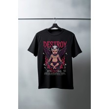Velmora Fashion Unisex Oversize 24/1 Penye DTF Baskılı Tişört - DTF106