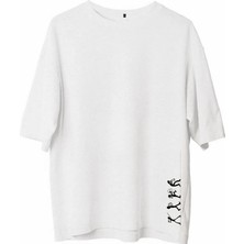 Tarz Yeri Erkek Baskılı T-Shirt Kısa Kol Bisiklet Yaka Regular Fit Rahat Kalıp Günlük Tişört - Beyaz