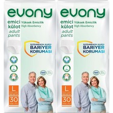 EVONY Hasta Bezi Yetişkin Emici Külot L - Büyük - Large 60 Adet (2pk*30)