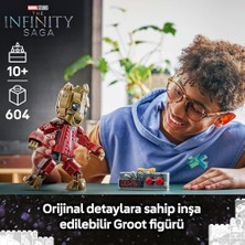 Teknocan Marketing Yağmacı Tulumlu Groot 76341-10 Yaş ve Üzeri Çocuklar Için 3 Minifigürü, 2 Mermi Atıcı, 4 Eklemli Dokunaç ve 2 Askı Içeren Yaratıcı Oyuncak Yapım Seti, Hediye Fikri (604 Parça)