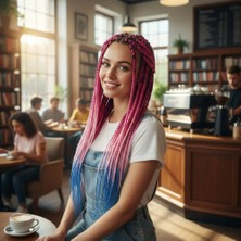 Afrika Örgüsü ve Rasta Için Sentetik Ombreli / Koyu Pembe / Açık Pembe / Mavi