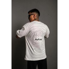 Tarz Yeri Erkek Kısa Kol Yazlık Tişört Bisiklet Yaka Baskılı Oversize T-Shirt - Beyaz