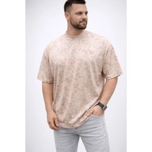 Tarz Yeri Erkek Premium Tişört OSY Yumuşak Dokulu Yıkamalı Oversize T-Shirt - Bej