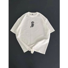 Tarz Yeri Erkek Ön ve Arka Baskılı T-Shirt Kısa Kol Bisiklet Yaka Regular Fit Tişört -  Beyaz