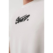 Tarz Yeri Erkek Tişört Yazlık Baskılı Oversize Kısa kol T-Shirt - Beyaz