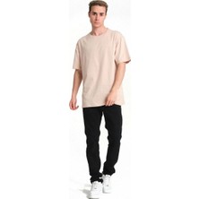 ZL Shoping Erkek Düz Penye Tişört Bisiklet Yaka Kısa Kol Regular Fit T-Shirt - Bej