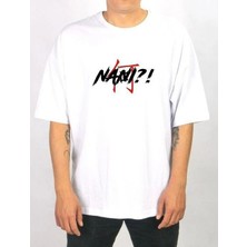 Tarz Yeri Erkek Kısa Kol Yazlık Tişört Bisiklet Yaka Baskılı Oversize T-Shirt - Beyaz