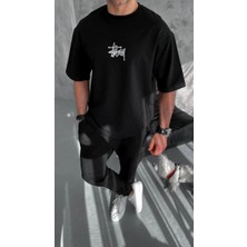 Velmora Fashion Erkek Kısa Kol Yazlık Tişört Bisiklet Yaka Baskılı Oversize T-Shirt - Siyah