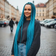 Afrika Örgüsü ve Rasta Için Sentetik / Turkuaz