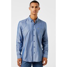 Lacoste Men's Slim Fit Blue Shirt Slim Fit Pamuklu Erkek Gömlek Mavi
