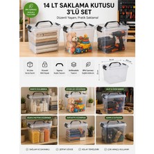 Loremp 15 Litre Kulplu Kilitli Şeffaf Saklama Kutusu 3’lü Set – Istiflenebilir Çok Amaçlı Organizer ve Depolama Kutusu