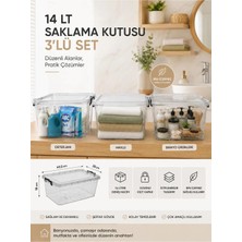 Loremp 15 Litre Kilitli Şeffaf Saklama Kutusu 3’lü Set – Istiflenebilir Kapaklı Düzenleme ve Depolama Kutusu