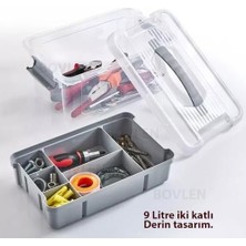 Büyük Boy Bölmeli Organizer Kutu 9 Litre - Şeffaf Tasarım Saklama Kabı - Ev Araba Saklama Kutusu - Ev Banyo Düzenleyici, Dolap Düzenleyici, Saklama, Kutu, Organizer