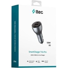 Smartcharger Trio Pd 130W Araç Hızlı Şarj Aleti 2 Usb-C+Usb-A