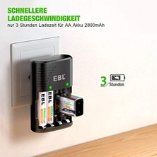 Ebl Nı-Mh Aa/aaa ve 9V Piller Için Hızlı Şarj Cihazı - 4 Yönlü LED Ekranlı Şarj Cihazı 6802