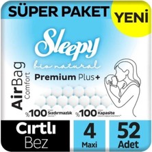 Sleepy Bio Natural Premium Plus Airbag Comfort Bebek Bezi 4 Beden 52 Adet