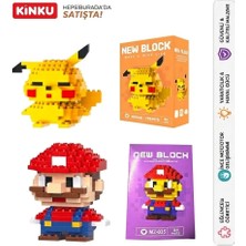 Kinku Pokemn ve Mario Mini New Block 3D Puzzle / Sevimli Figür / 2'li Eğlenceli Set / Hobi+