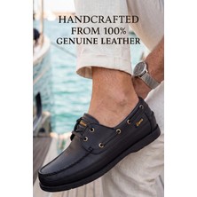 Liarca Blue Boy Marina – Siyah Hakiki Deri Lüks Erkek Tekne Ayakkabısı, Makosen, Loafer ve Casuall Ayakkabısı (40-46 Numara)