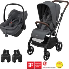 Maxi-Cosi Leona2-Pebble Slide Pro Tek Elle Katlanabilen Çift Yönlü Seyahat Sistem Bebek Arabası Graphite
