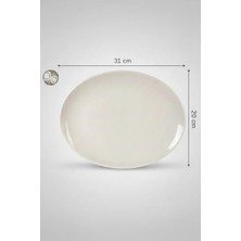 6'lı Ellips Oval Kayık Tabak 31CM Krem Rinart