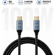 Schitec 5A 100W 20GPS 4K 60Hz Type-C To Type-C 4.0 Gen2 Hızlı Data ve Şarj Kablosu Örgülü 2metre Siyah