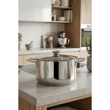 Bonera Omega Paslanmaz Derin Çelik Tencere 28 cm - 304 Kalite 18/10